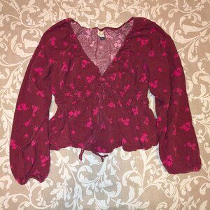 Universal Thread NWT - Womens Long Sleeve Floral Peplum Top Size Small